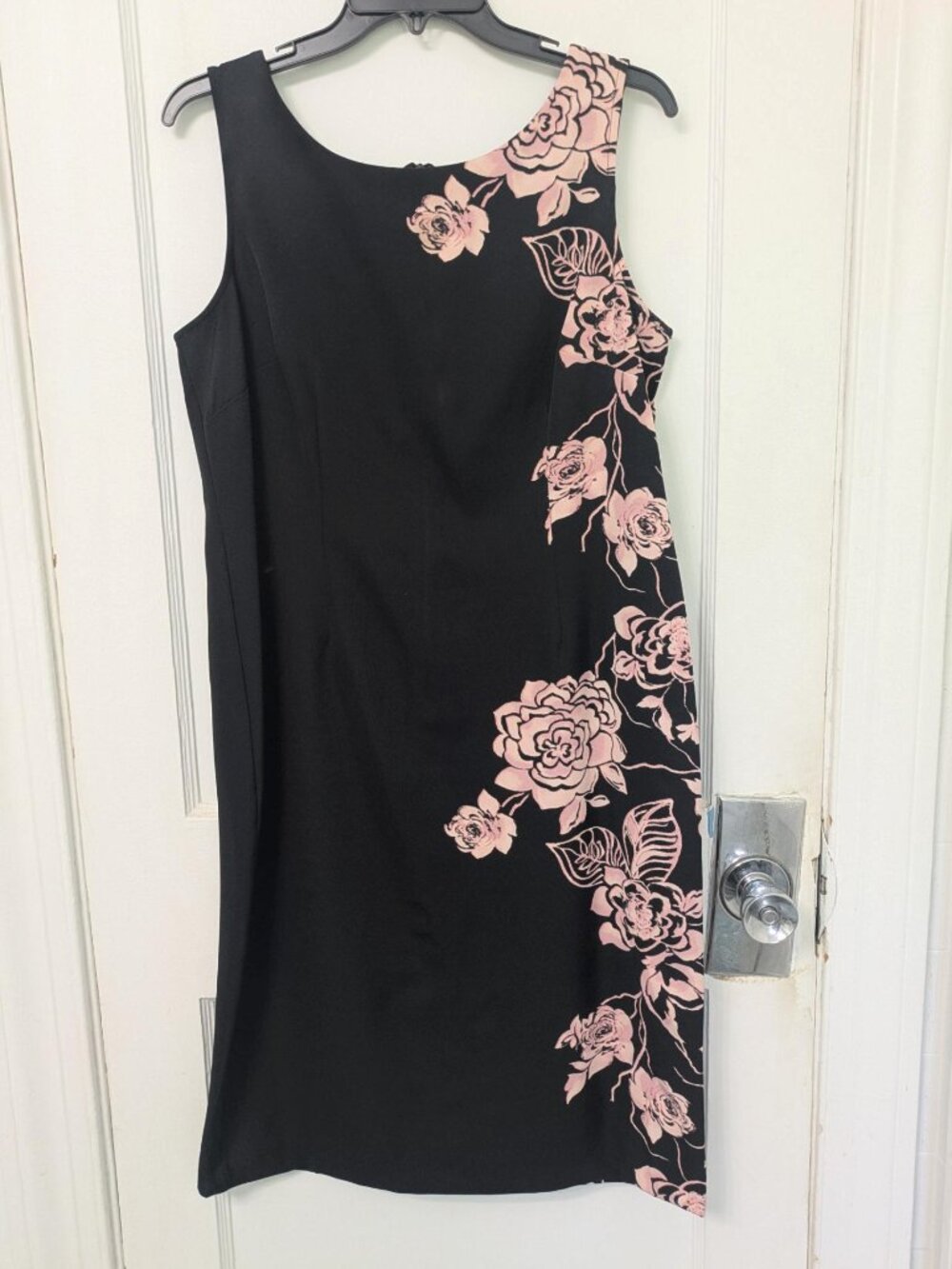 Maya Brooke Black Sheath Dress with Pink Floral Design - 12